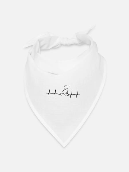Hund EKG Herzschlag - Bandana Dreieckstuch - Weiß