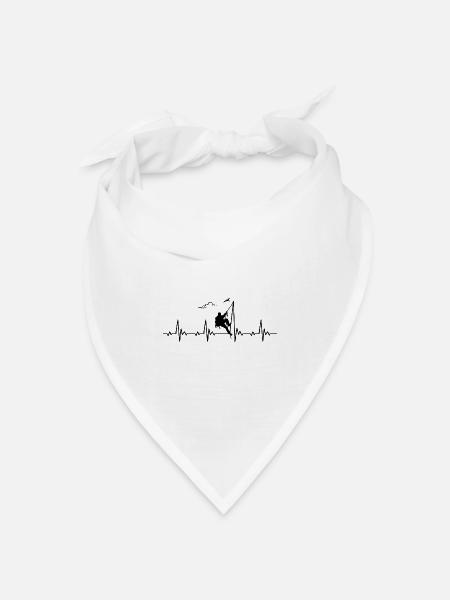 Bergsteigen Klettern Heartbeat Frequenz Puls EKG - Bandana Dreieckstuch - Weiß