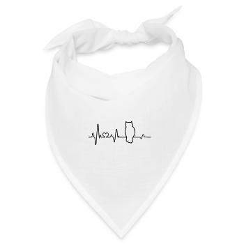 Eule Herzschlag Eulenliebhaber Wald Tier Kauz - Bandana Dreieckstuch - Weiß - Vorne