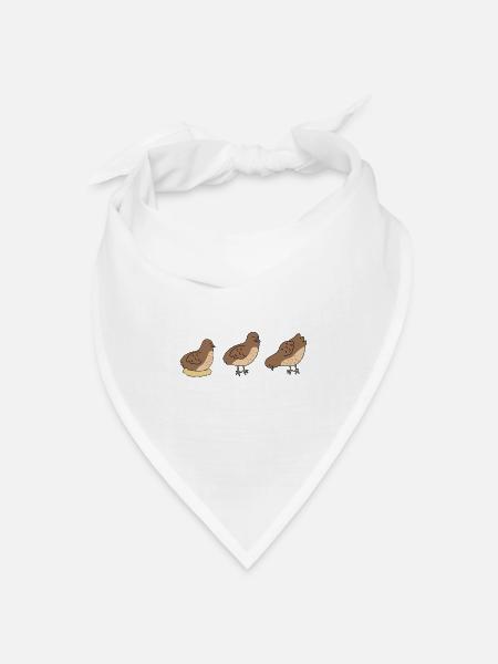 Süße Cartoon Wachteln Shirt - Bandana Dreieckstuch - Weiß