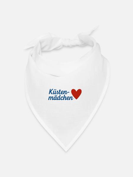 Küsten Mädchen Herz Overlay - Bandana Dreieckstuch - Weiß