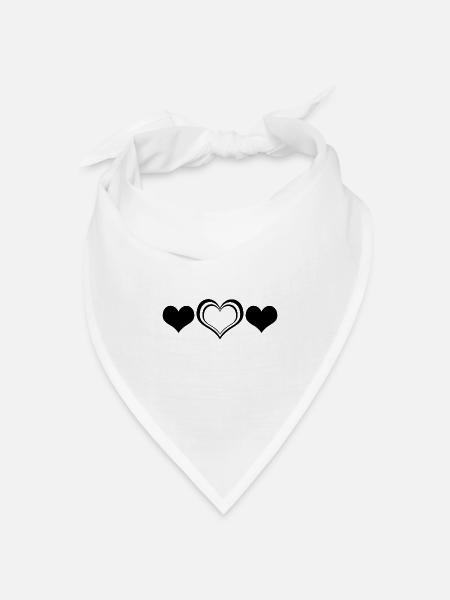 Minimalistisches Herzlinien-Kunstdesign - Bandana Dreieckstuch - Weiß