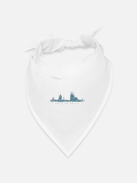 Köln am Rhein Kölner Skyline (Vintage Blau) - Bandana Dreieckstuch - Weiß