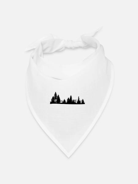 Schwarze Silhouette eines Waldes - Bandana Dreieckstuch - Weiß