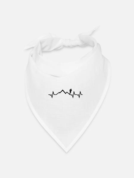 Berglauf Herzschlag, Laufen EKG - Bandana Dreieckstuch - Weiß