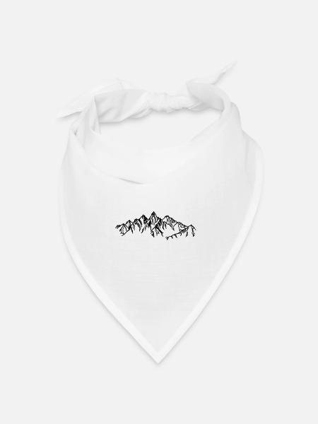Berge Schwarze Silhouetten im Nebel - Bandana Dreieckstuch - Weiß