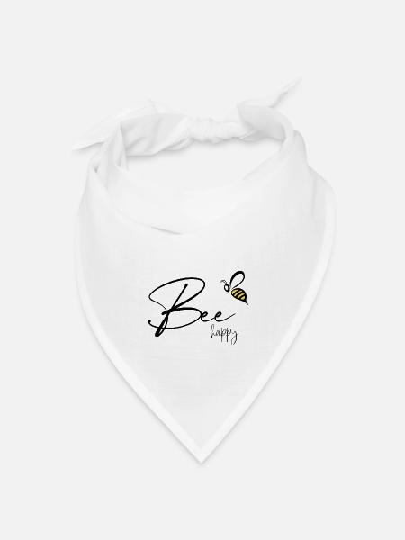 Bee happy - Bandana Dreieckstuch - Weiß