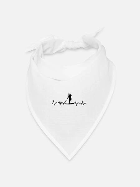 Stand up paddle SUP EKG Herzschlag - Bandana Dreieckstuch - Weiß