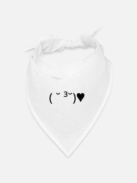 Kuss Emote ( ˘ ³˘)♥ Herz Kaomoji - Bandana Dreieckstuch - Weiß