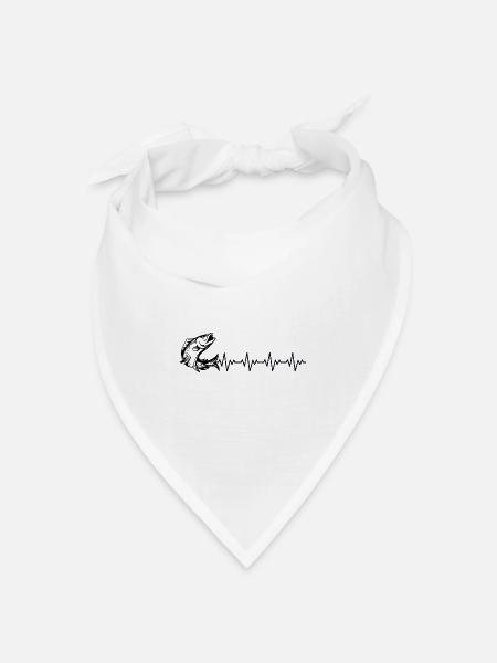 Fisch Fischen Fischer Angler EKG Herzschlag - Bandana Dreieckstuch - Weiß