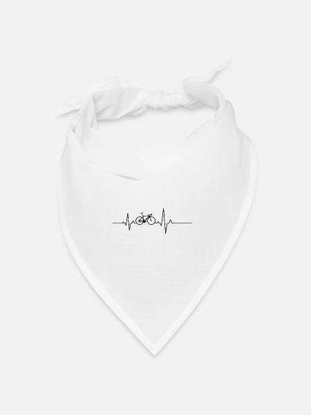 Fahrrad Herzschlag – EKG Radfahrer - Bandana Dreieckstuch - Weiß