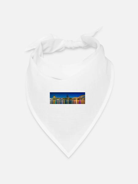 Nachtansicht Köln am Rhein - Bandana Dreieckstuch - Weiß