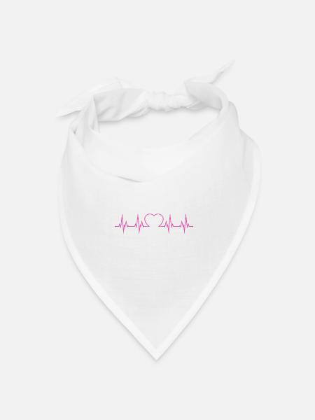 Herzschlag EKG - Bandana Dreieckstuch - Weiß