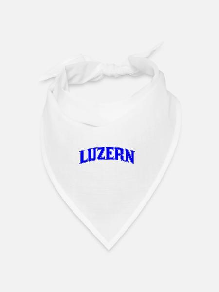 Luzern Neon Schriftzug Blau - Bandana Dreieckstuch - Weiß