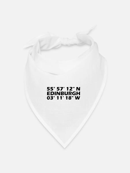 Edinburgh Koordinaten - Bandana Dreieckstuch - Weiß