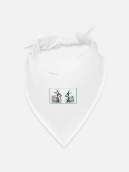 Hasenmotiv - Bandana Dreieckstuch - Weiß