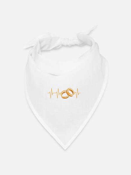 Eheringe Herzschlag Illustration - Bandana Dreieckstuch - Weiß