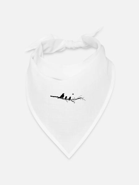Raben Familie Ast - Bandana Dreieckstuch - Weiß