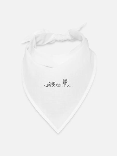 München Rennrad Herzschlag – Radfahrer Design - Bandana Dreieckstuch - Weiß