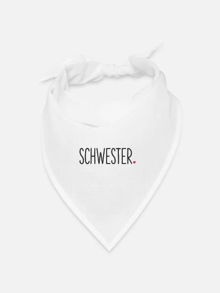 Schwester ❤️ – Liebevolles Textdesign - Bandana Dreieckstuch - Weiß