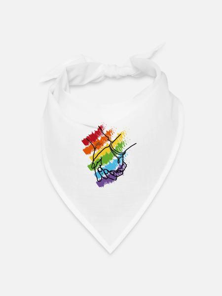 Haendchen halten Regenbogen 2 - Bandana Dreieckstuch - Weiß