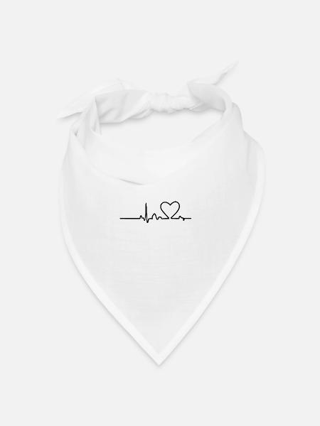Herzschlag Herzfrequenz Liebe verliebt T-Shirt - Bandana Dreieckstuch - Weiß