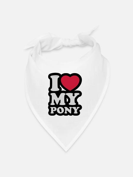 I love my pony - Ich liebe mein Pony - Bandana Dreieckstuch - Weiß