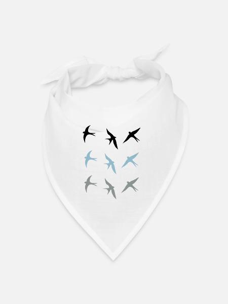 schwalben - Bandana Dreieckstuch - Weiß