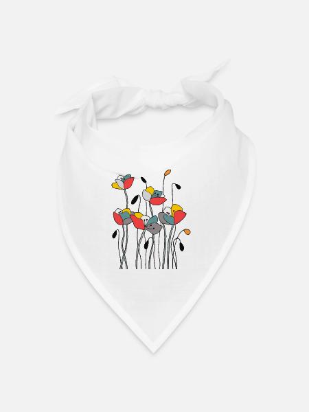 Blumen - Bandana Dreieckstuch - Weiß