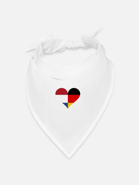 Deutschland und Niederlande Herz - Bandana Dreieckstuch - Weiß