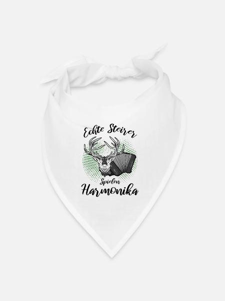 Echte Steirer spielen Harmonika Hirsch Steirische - Bandana Dreieckstuch - Weiß