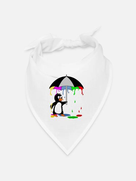Bunter Pinguin - Bandana Dreieckstuch - Weiß