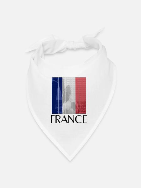 France Football, Frankreich Fußball Fahne - Bandana Dreieckstuch - Weiß