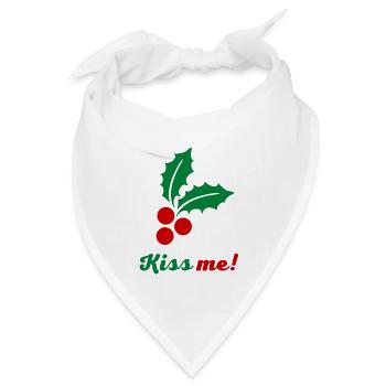 Kiss me - Weihnachtsdesign mit Mistel - Bandana Dreieckstuch - Weiß - Vorne