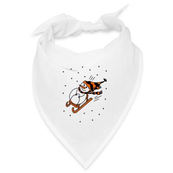 Schlittenfahrender Schneemann - Bandana Dreieckstuch - Weiß - Vorne