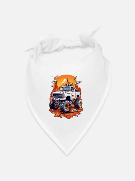 Monstertruck Renn - Bandana Dreieckstuch - Weiß