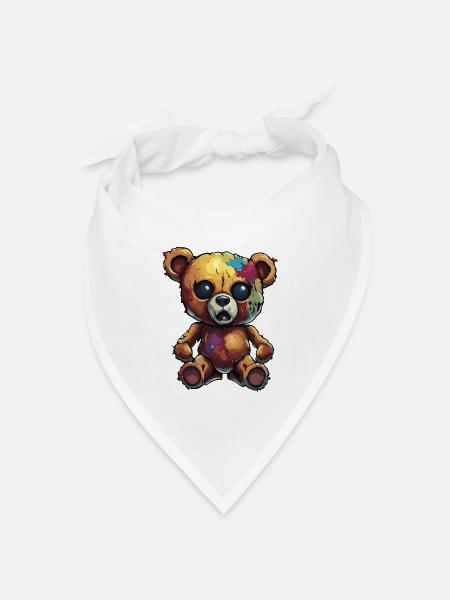 Teddybär / Kuscheltier / Stofftier / Geschenkidee - Bandana Dreieckstuch - Weiß
