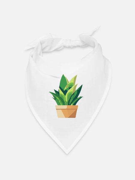 Pflanze grün Topfpflanze Blätter - Bandana Dreieckstuch - Weiß