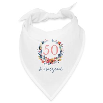 50 & awesome! personalisierbar - Bandana Dreieckstuch - Weiß - Vorne