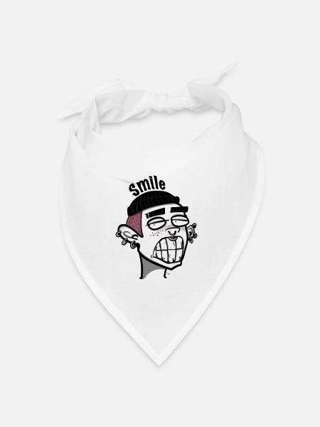Lächeln - Bandana Dreieckstuch - Weiß