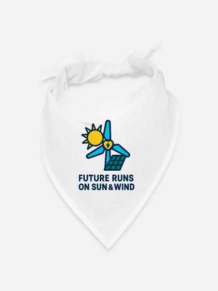 Future Runs on Sun & Wind - Bandana Dreieckstuch - Weiß