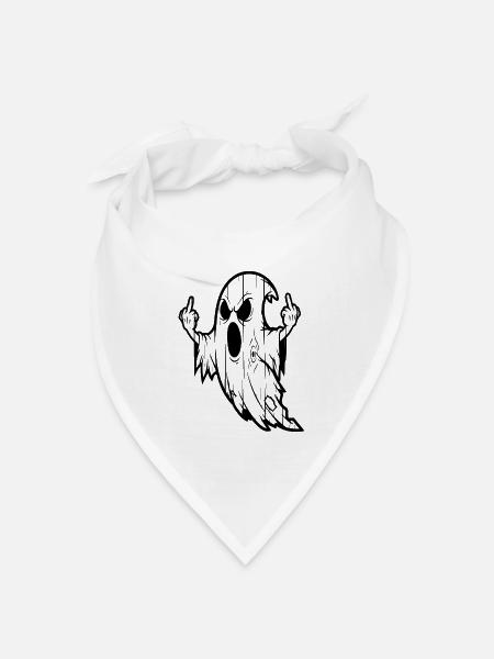 Geist mit Mittelfinger-Geste - Bandana Dreieckstuch - Weiß
