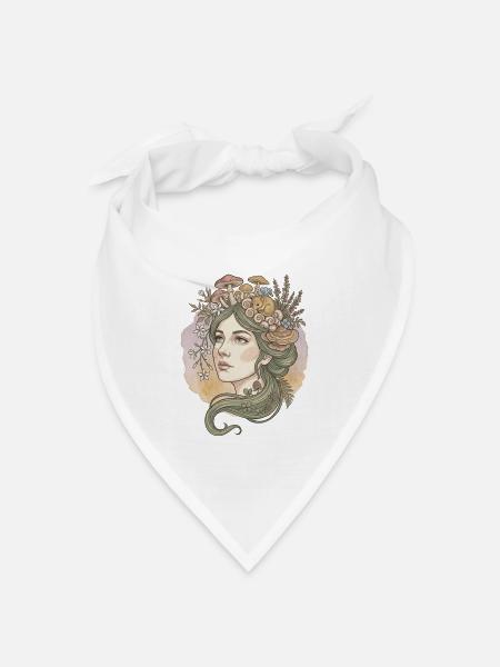 Göttin der Pilze und Blumen - Bandana Dreieckstuch - Weiß