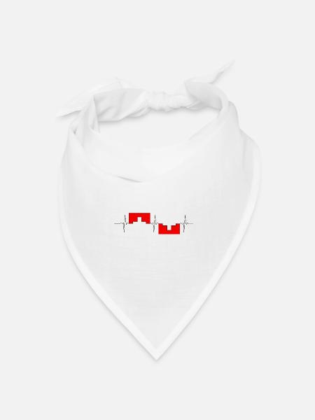Herzfrequenz Schweiz - Bandana Dreieckstuch - Weiß