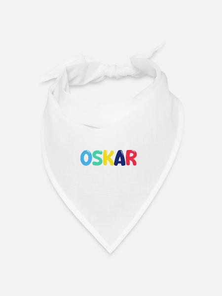 Name - Oskar - Bandana Dreieckstuch - Weiß