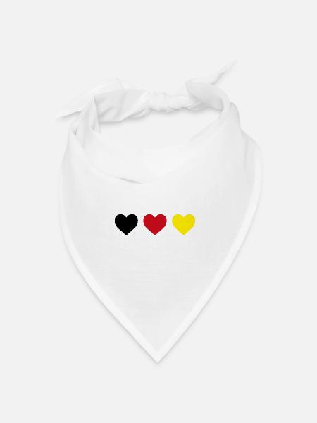 Herz Deutschland Herzen in Schwarz-Rot-Gold Design - Bandana Dreieckstuch - Weiß