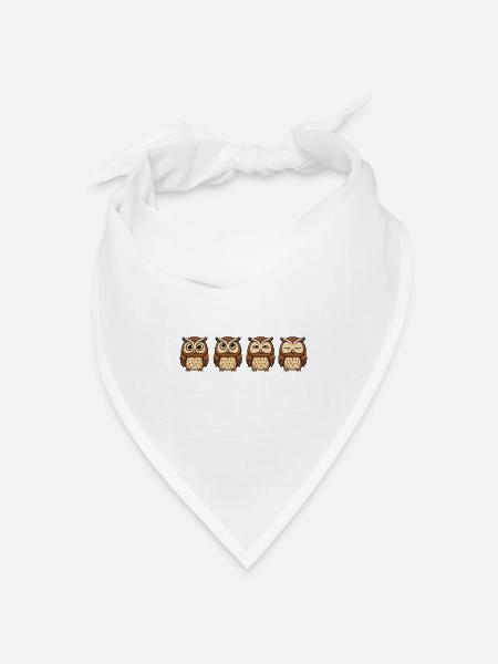 Lustige Eule Cartoon Genervter Blick Gähnen - Bandana Dreieckstuch - Weiß