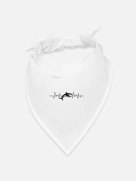 Herzschlag Killerwal Schwertwal Geschenk - Bandana Dreieckstuch - Weiß