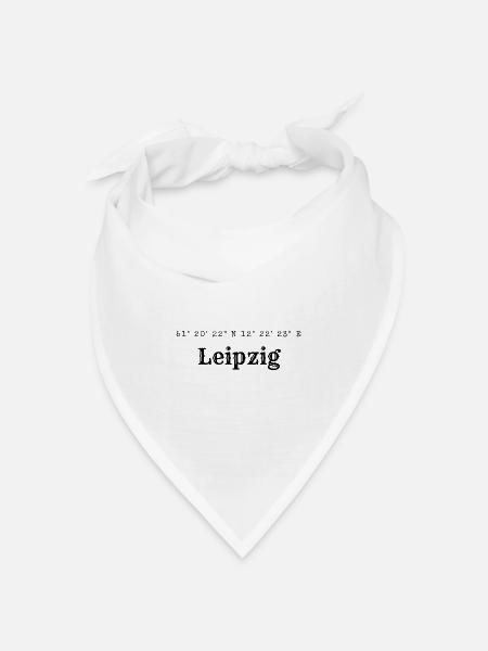 Leipzig Koordinaten - Bandana Dreieckstuch - Weiß