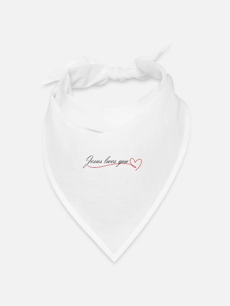 Jesus Liebt dich – Herzlinie - Bandana Dreieckstuch - Weiß